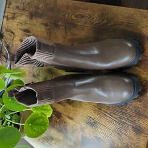 A new day Women's Natasha Lug Soled Sock Boots - Taupe size 9